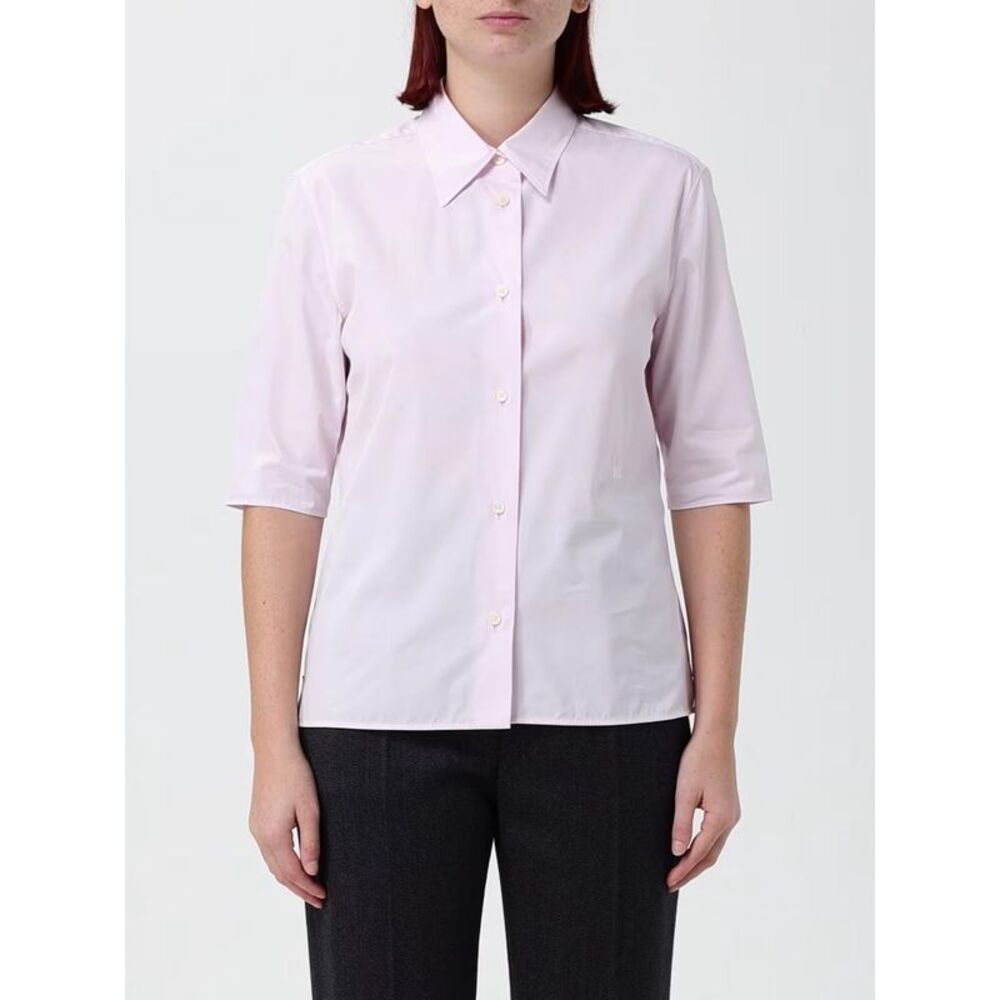 Jil Sander Women Pointed Collar Short-Sleeve Cotton Poplin Shirt Jil Sander
